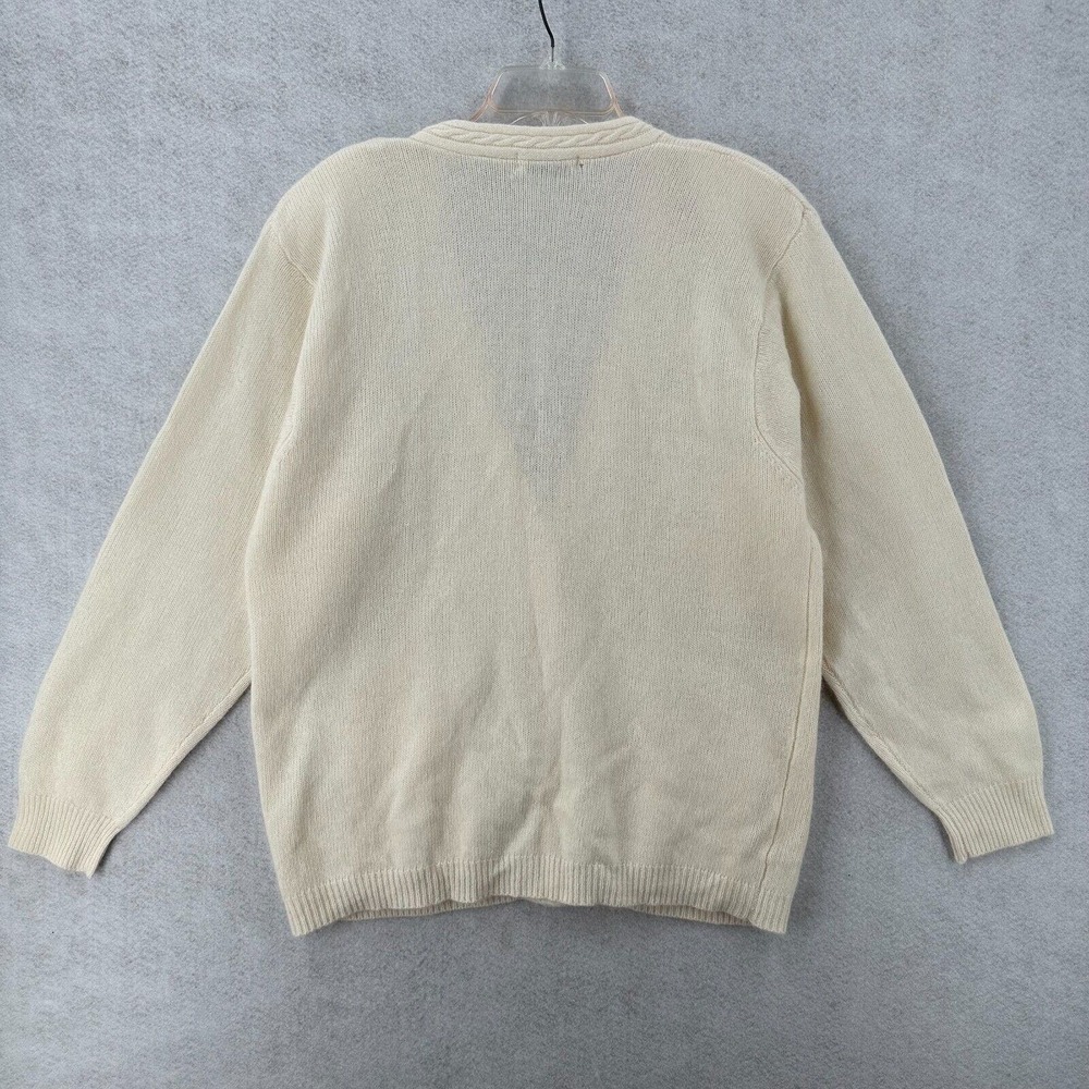 Carraige Court Cardigan Sweater Womens XL Ivory‎ Angora Lambswool Shoulder Pads - Picture 2 of 14